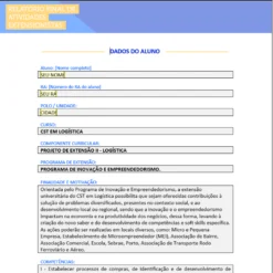 Projeto de Extensão II Logística impresso com gráficos, tabelas comparativas e conclusões do projeto de extensão em logística.