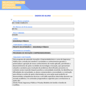 Projeto de Extensão II Segurança Pública aplicado em escola pública com ações de prevenção à violência