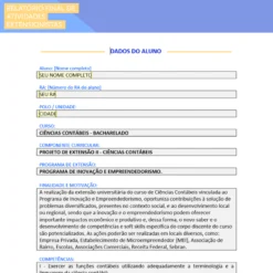 Estudante de Ciências Contábeis planejando o Projeto de Extensão II com planilhas e documentos financeiros