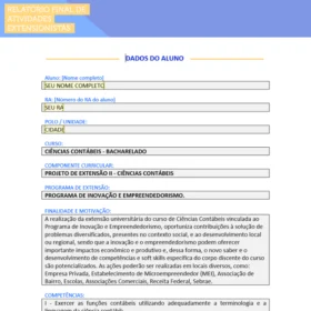 Estudante de Ciências Contábeis planejando o Projeto de Extensão II com planilhas e documentos financeiros