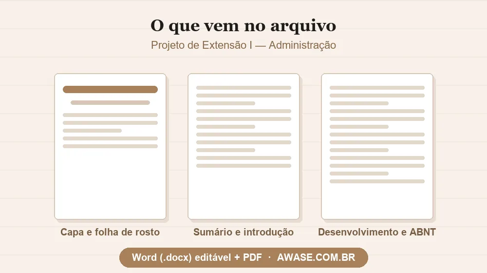 Projeto de Extensão I Administração pronto em Word e PDF