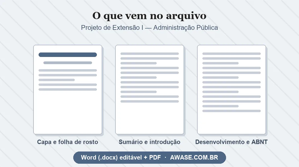 Projeto de Extensão I Administração Pública pronto em Word e PDF
