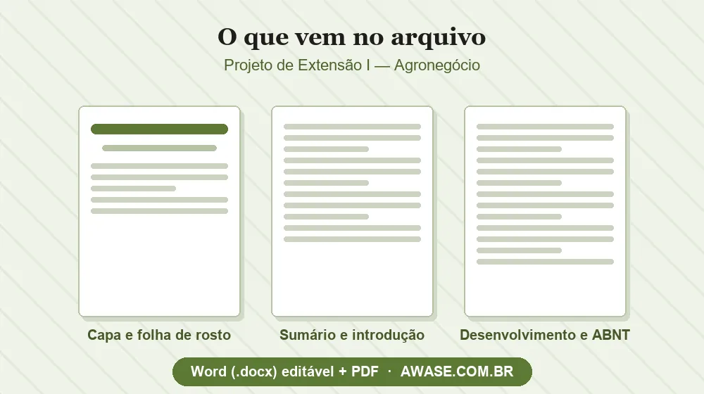 Projeto de Extensão I Agronegócio pronto em Word e PDF