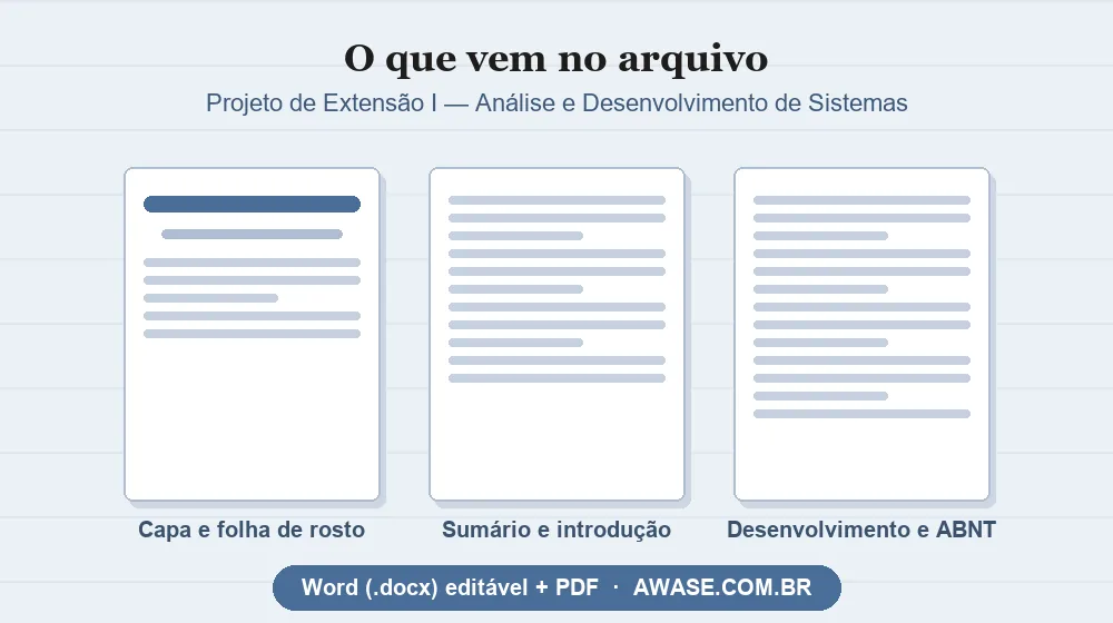 Projeto de Extensão I Análise e Desenvolvimento de Sistemas pronto em Word e PDF