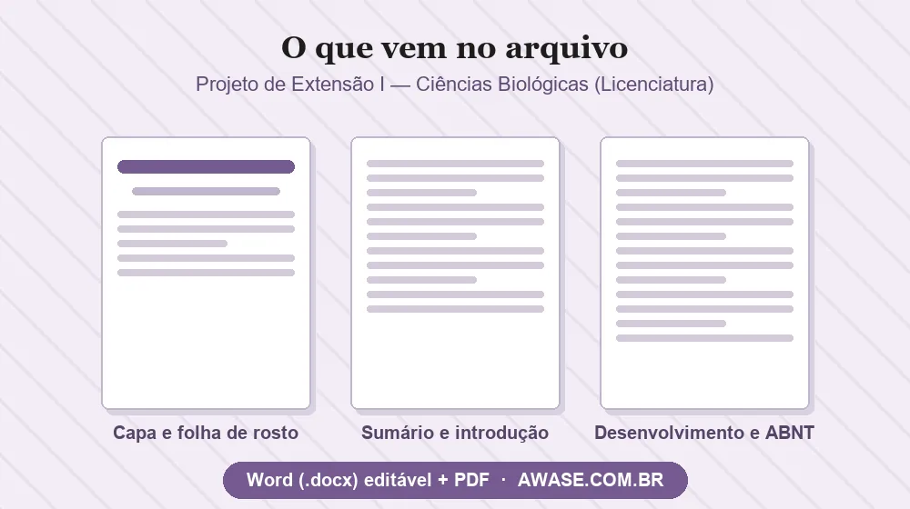 Projeto de Extensão I Ciências Biológicas pronto em Word e PDF