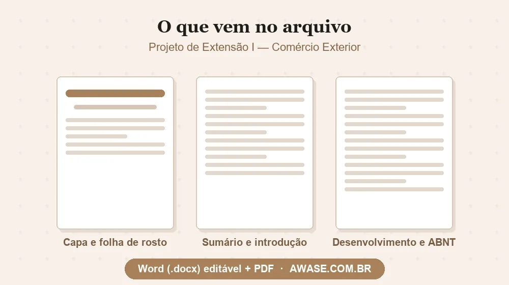 Projeto de Extensão I Comércio Exterior pronto em Word e PDF