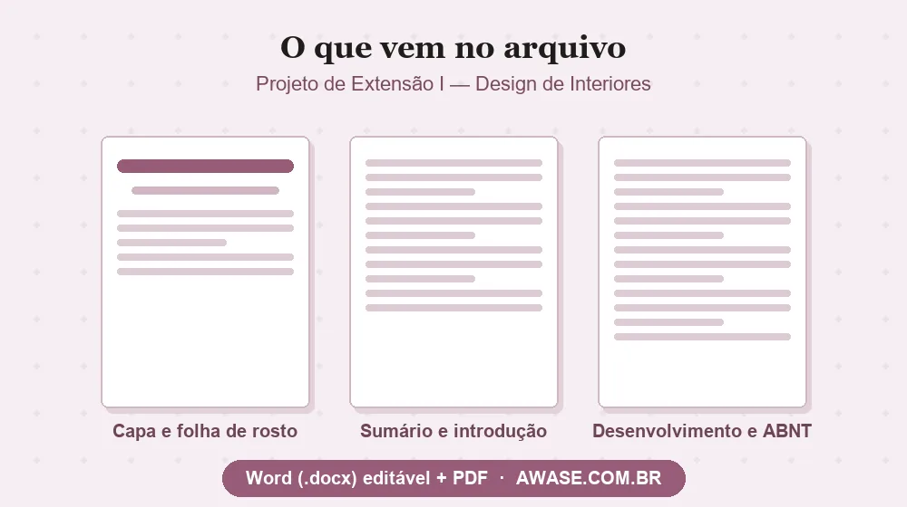 Projeto de Extensão I Design de Interiores pronto em Word e PDF