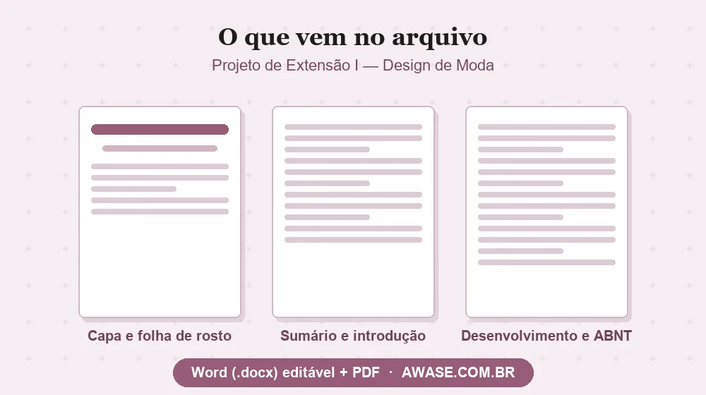 Projeto de Extensão I Design de Moda pronto em Word e PDF