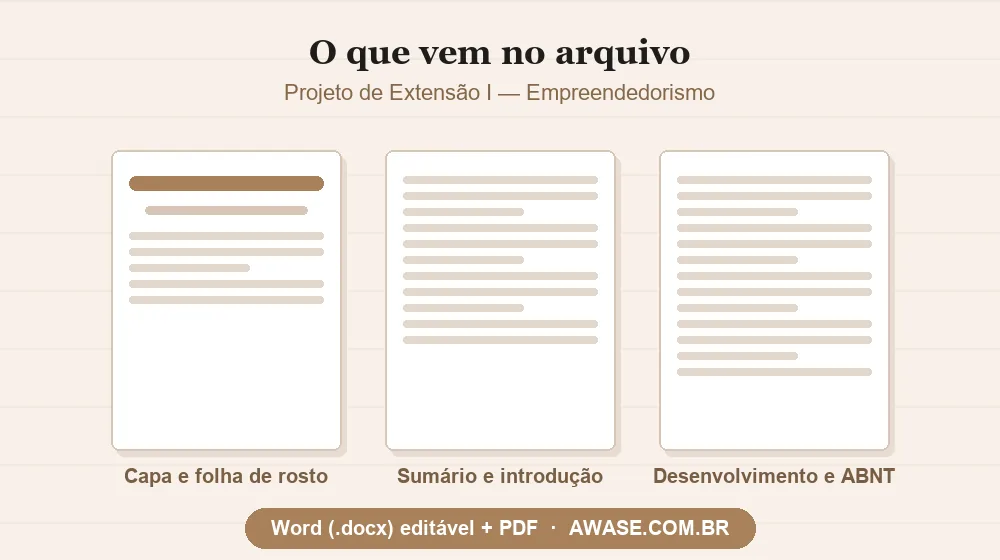 Projeto de Extensão I Empreendedorismo pronto em Word e PDF