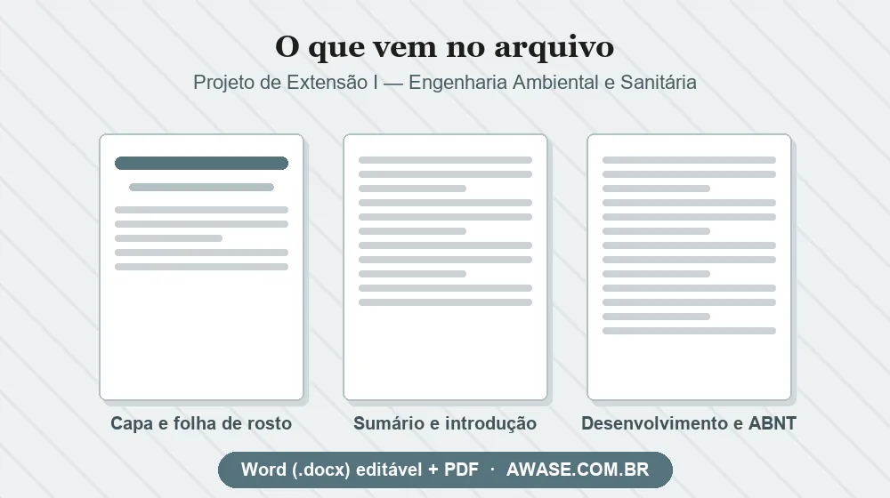 Projeto de Extensão I Engenharia Ambiental e Sanitária pronto em Word e PDF