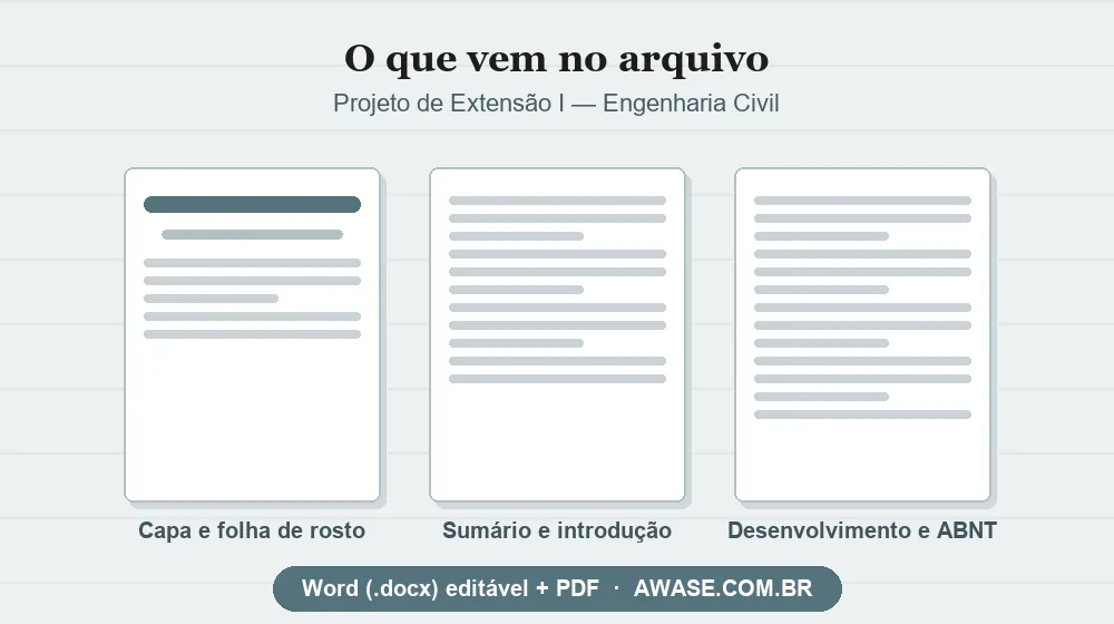 Projeto de Extensão I Engenharia Civil pronto em Word e PDF