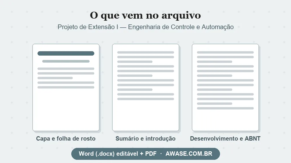 Projeto de Extensão I Engenharia de Controle e Automação pronto em Word e PDF