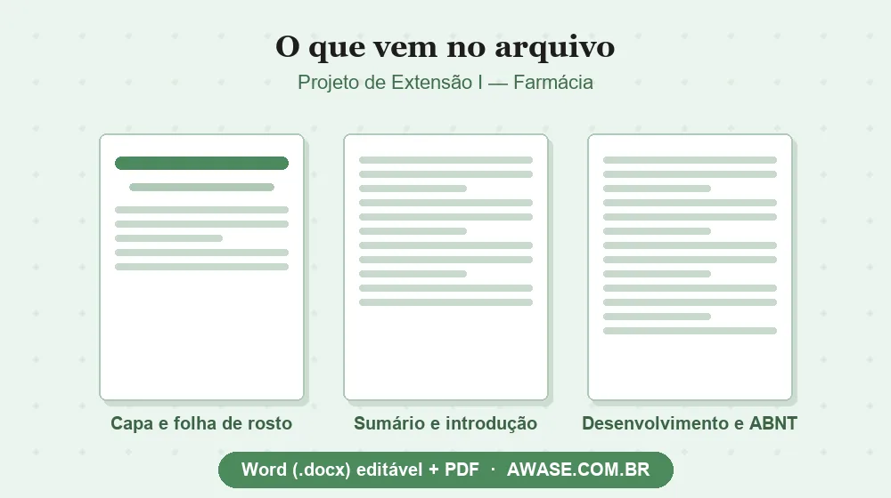 Projeto de Extensão I Farmácia pronto em Word e PDF