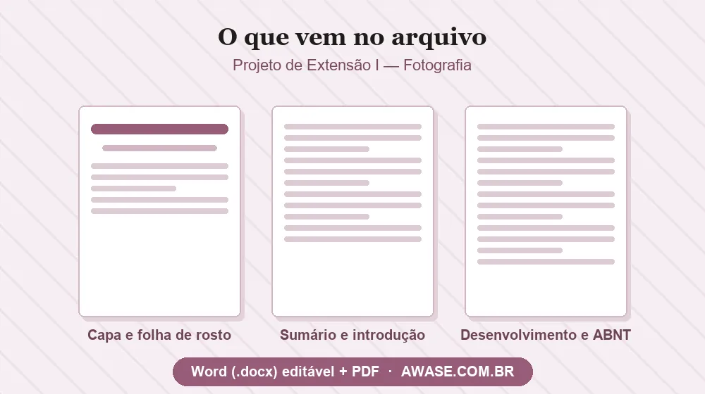 Projeto de Extensão I Fotografia pronto em Word e PDF