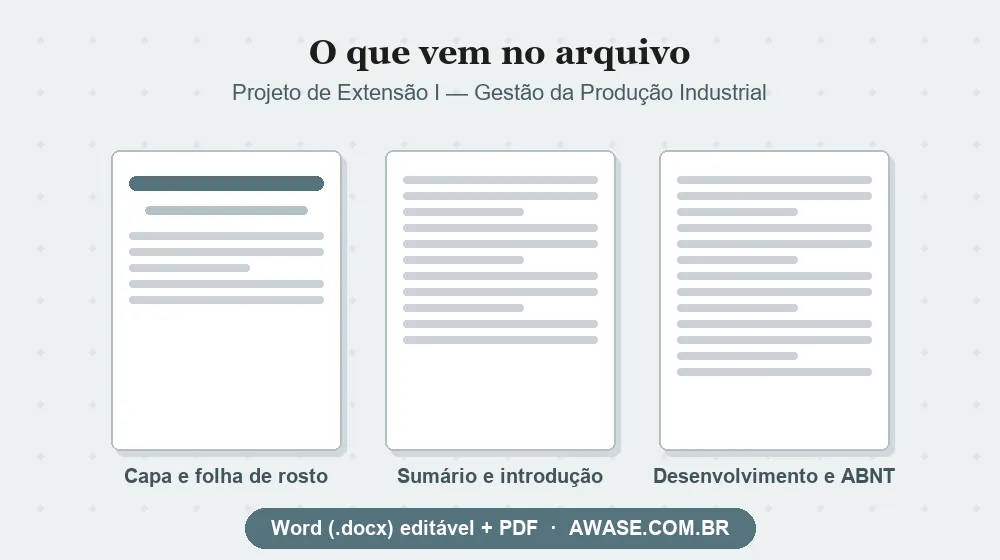 Projeto de Extensão I Gestão da Produção Industrial pronto em Word e PDF