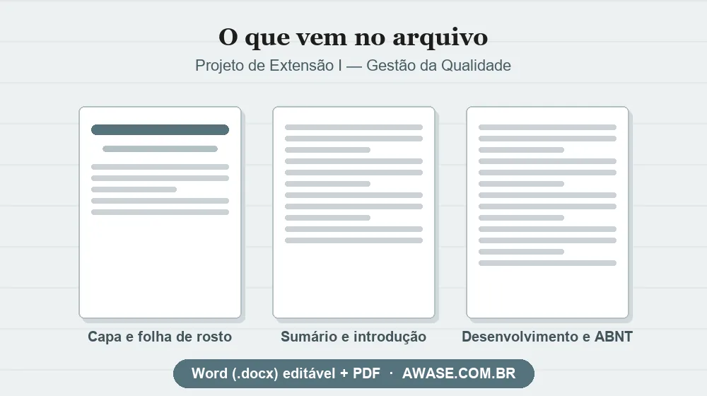 Projeto de Extensão I Gestão da Qualidade pronto em Word e PDF