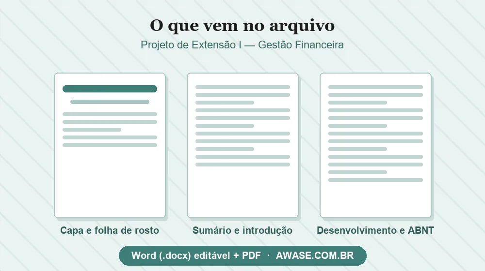 Projeto de Extensão I Gestão Financeira pronto em Word e PDF