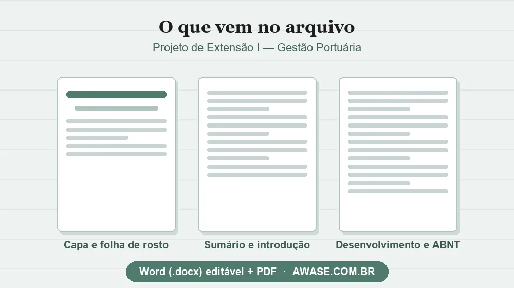 Projeto de Extensão I Gestão Portuária pronto em Word e PDF