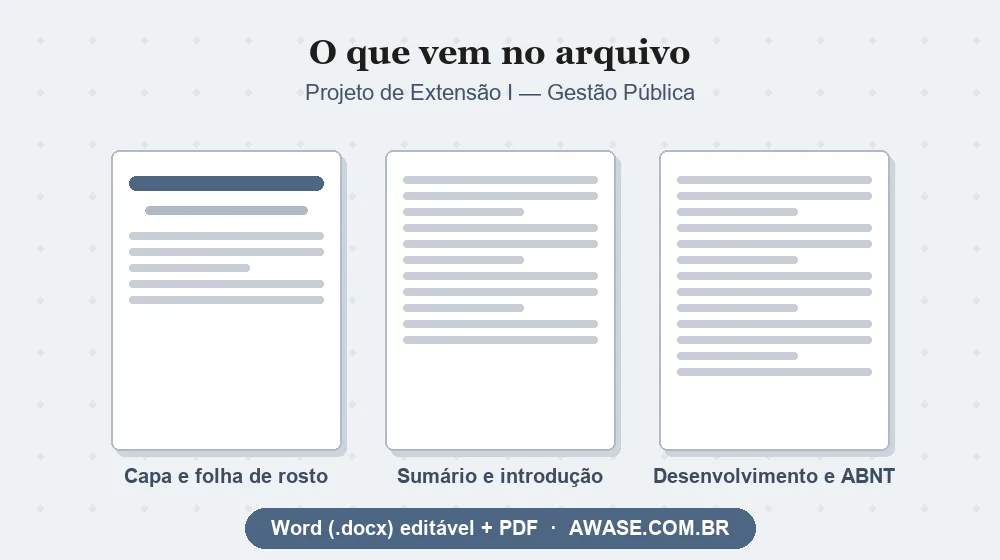 Projeto de Extensão I Gestão Pública pronto em Word e PDF