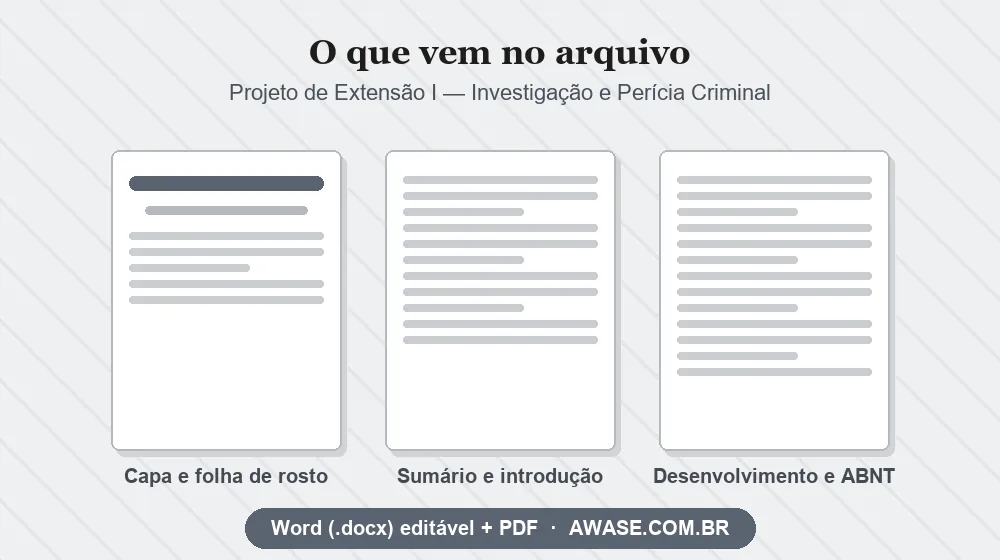 Projeto de Extensão I Investigação e Perícia Criminal pronto em Word e PDF