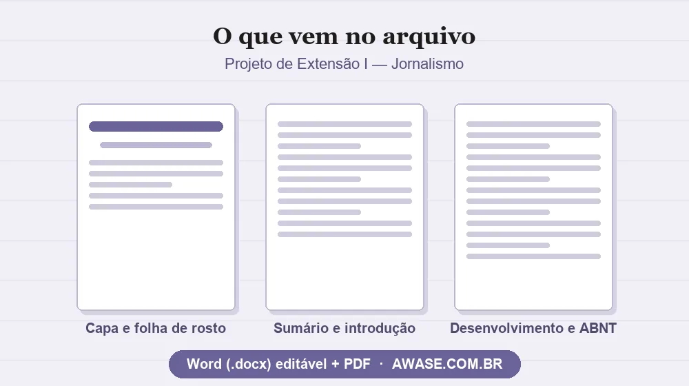 Projeto de Extensão I Jornalismo pronto em Word e PDF
