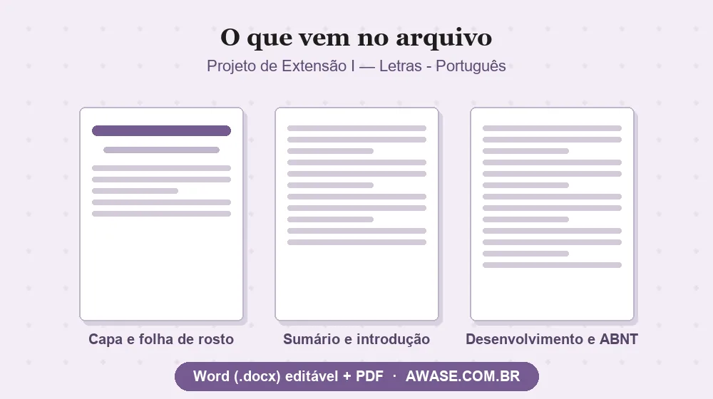 Projeto de Extensão I Letras Português pronto em Word e PDF