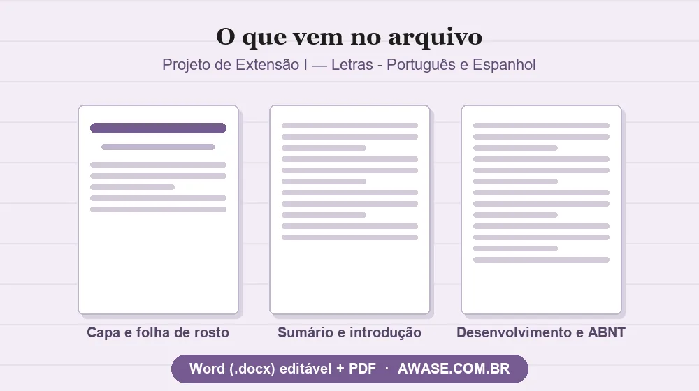 Projeto de Extensão I Letras Português e Espanhol pronto em Word e PDF