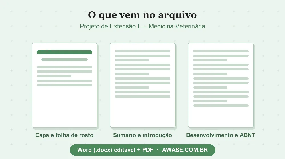 Projeto de Extensão I Medicina Veterinária pronto em Word e PDF