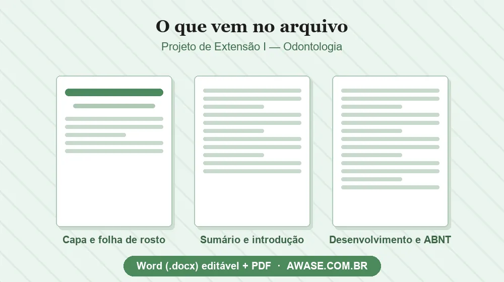 Projeto de Extensão I Odontologia pronto em Word e PDF