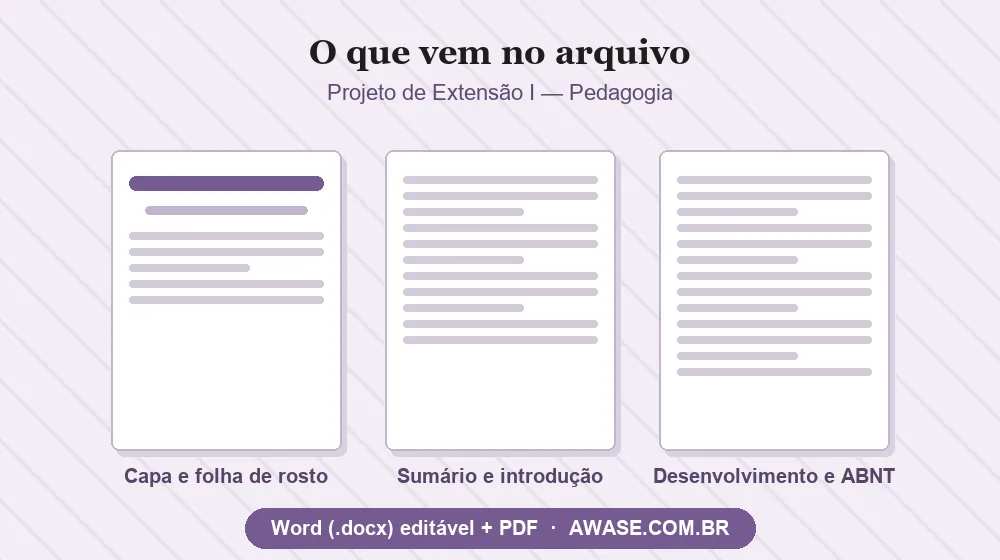 Projeto de Extensão I Pedagogia pronto em Word e PDF