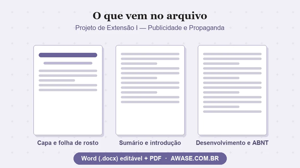 Projeto de Extensão I Publicidade e Propaganda pronto em Word e PDF