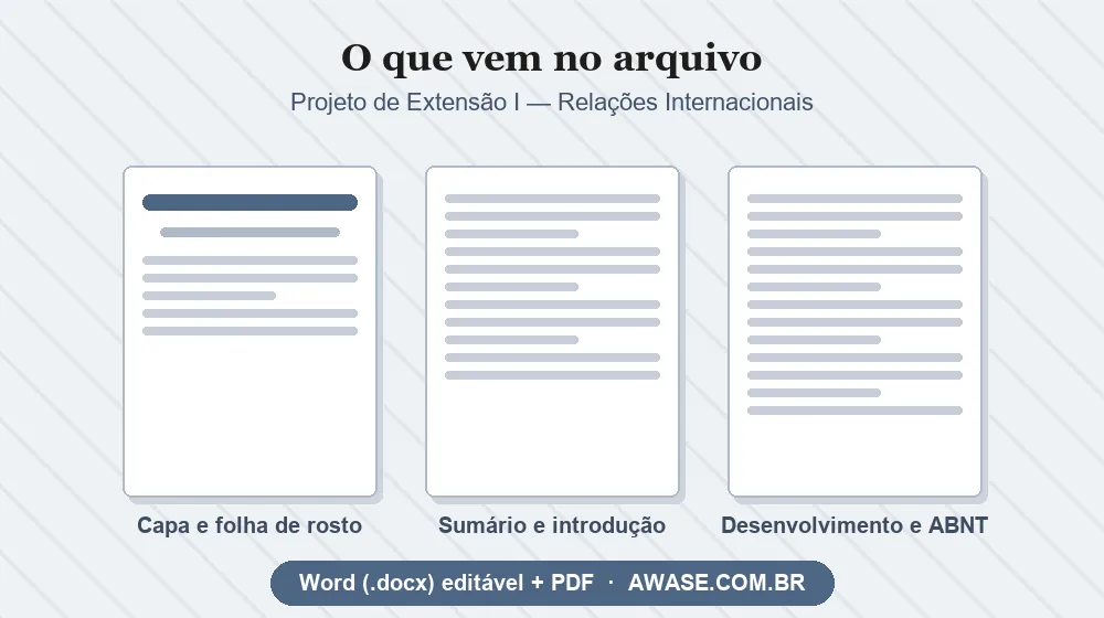 Projeto de Extensão I Relações Internacionais pronto em Word e PDF