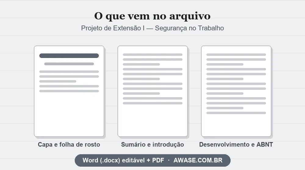 Projeto de Extensão I Segurança no Trabalho pronto em Word e PDF