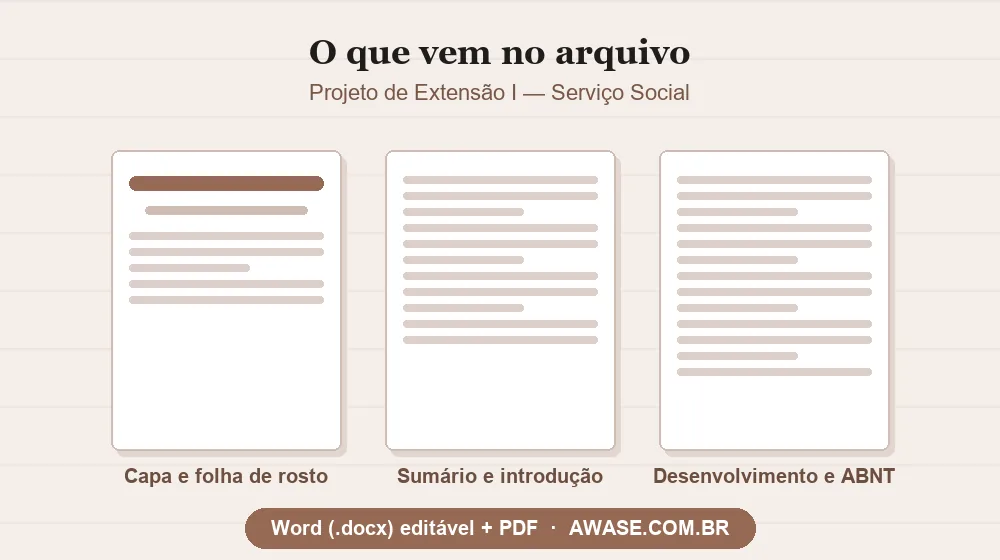 Projeto de Extensão I Serviço Social pronto em Word e PDF