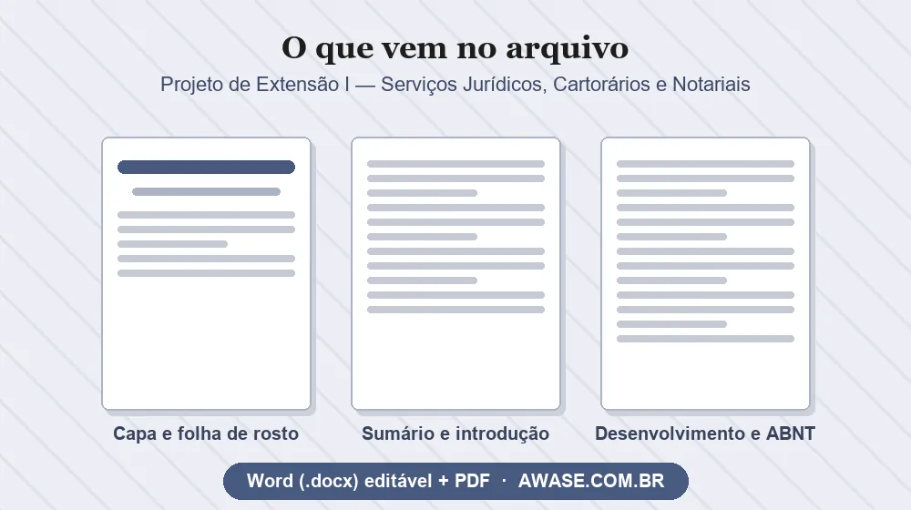 Projeto de Extensão I Serviços Jurídicos pronto em Word e PDF