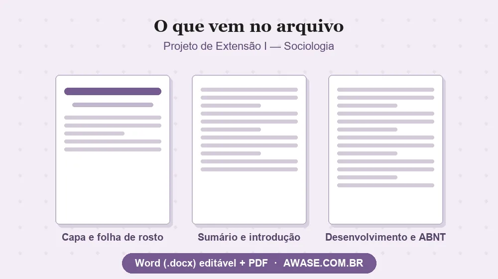 Projeto de Extensão I Sociologia pronto em Word e PDF